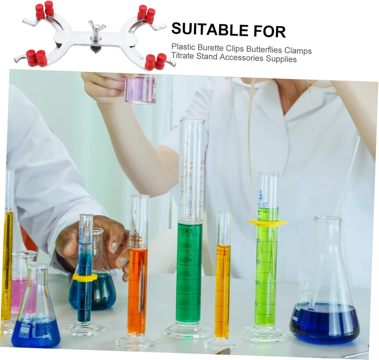 5pcs Aluminum Double Buret Clamp for Laboratory Titration Table Clip for Secure Grip School Experiment Classroom Essential Protects Burets from Scratching