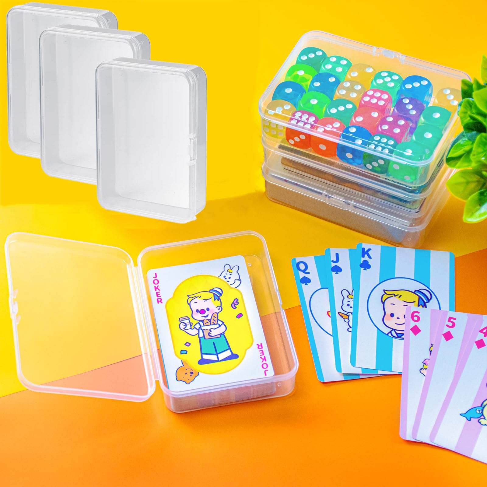 Yuannee Playing Card Case,5 PCS Clear Plastic Card Case Blank Small Playing Cards Case Trading Card Storage Box Playing Cards Display Cases Playing Card Holder for Home Office Business - Image 2