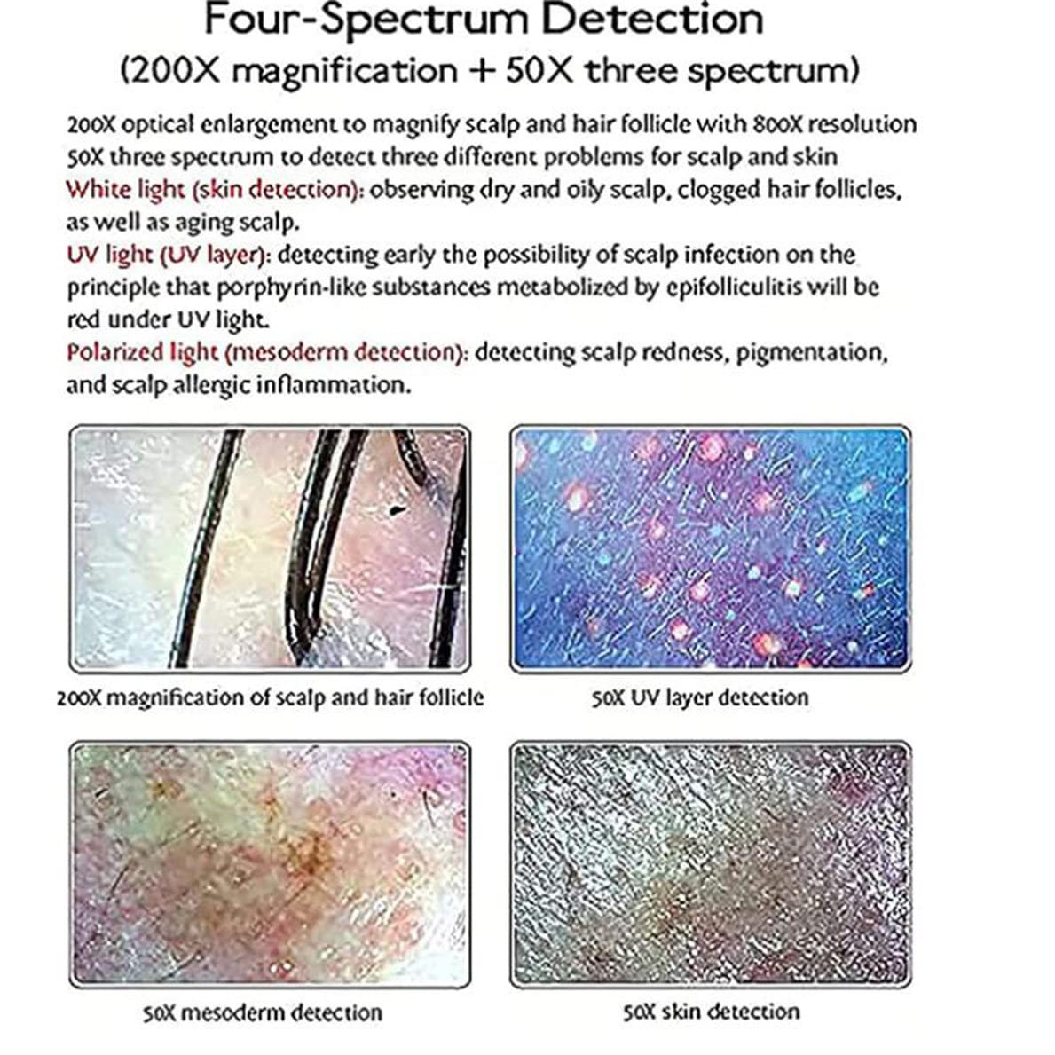Rilevatore Portatile per La Pelle del Viso da 15 Pollici, Tester per Dermatoscopia Analizzatore per Capelli Diagnosi della Portata della Pelle Strumento per La Cura della Pelle di Bellezza