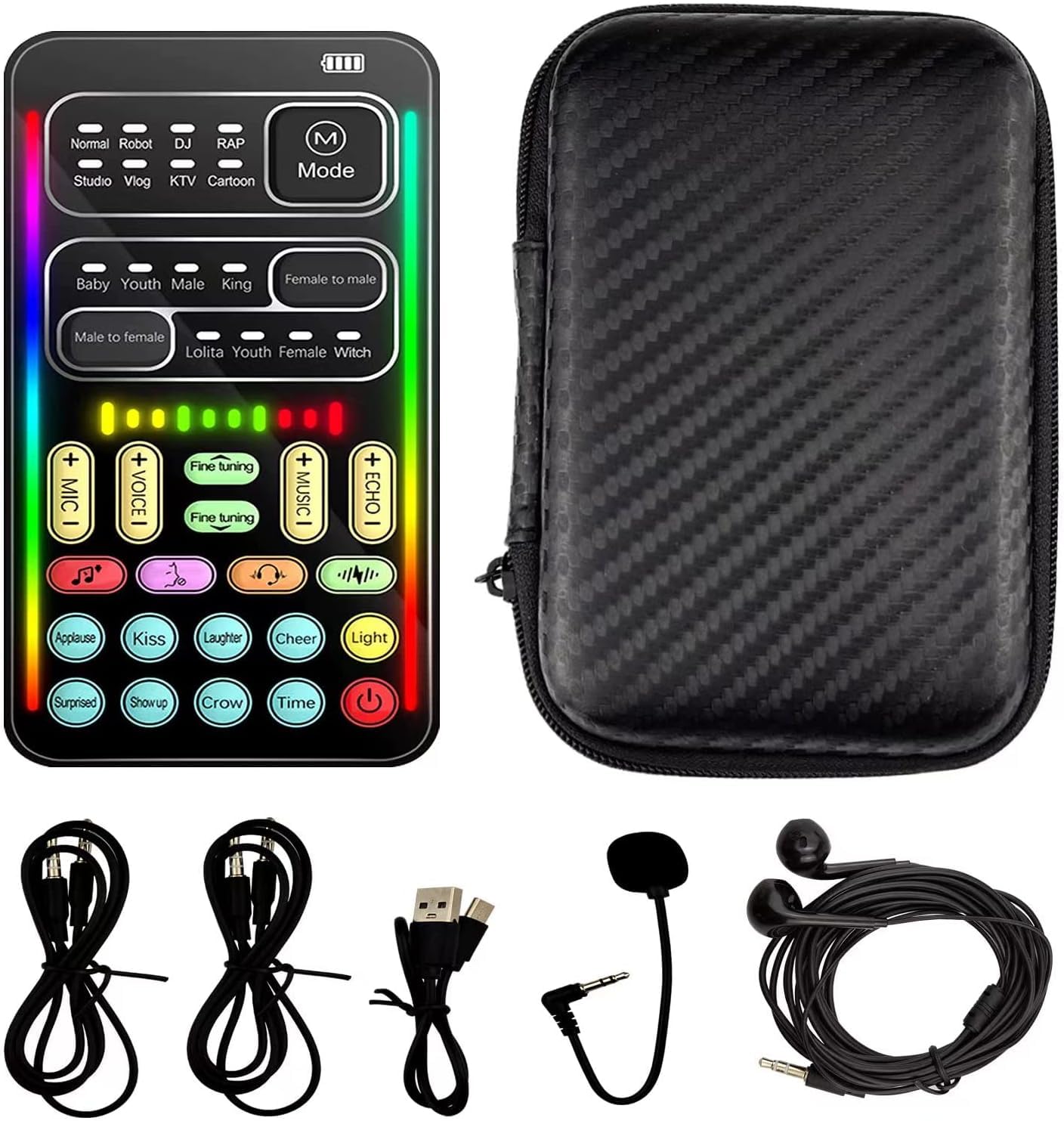 Flylin Microfono portatile portatile Cambia voce con suono Macchina effetti multifunzione Voice Disguiser Mini dispositivo per telefono cellulare PC Laptop PS4 Xbox One Giochi