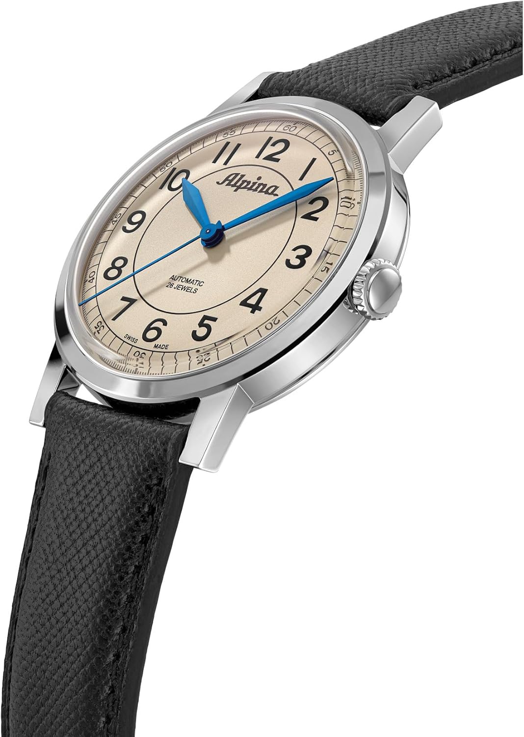 Alpina Men's Automatic Heritage Watch, Black Leather Strap, Beige Dial Style: AL-520BG3SH6