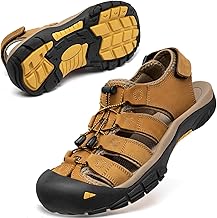 NEARDREAM Men's Sports Sandals, Genuine Leather, Sandals, Leather, Popular, Stylish, Anti-Slip, For Summer, Men's, Outdoor Sandals, Beach, River, Summer, Mountain Climbing, Travel