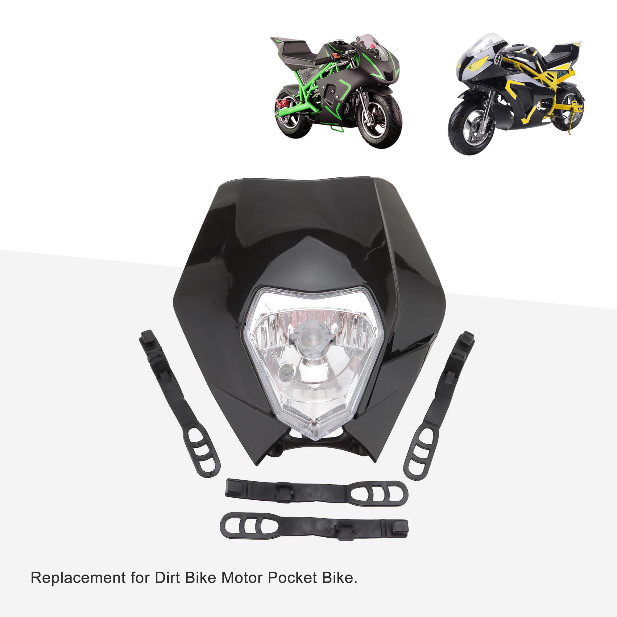 GOOFIT Schwarz 12V 35W Super moto Halogen Scheinwerfer Anzeige Verkleidung Lampenschirm Ersatz für Dirt Bike Moter Pocket Bike