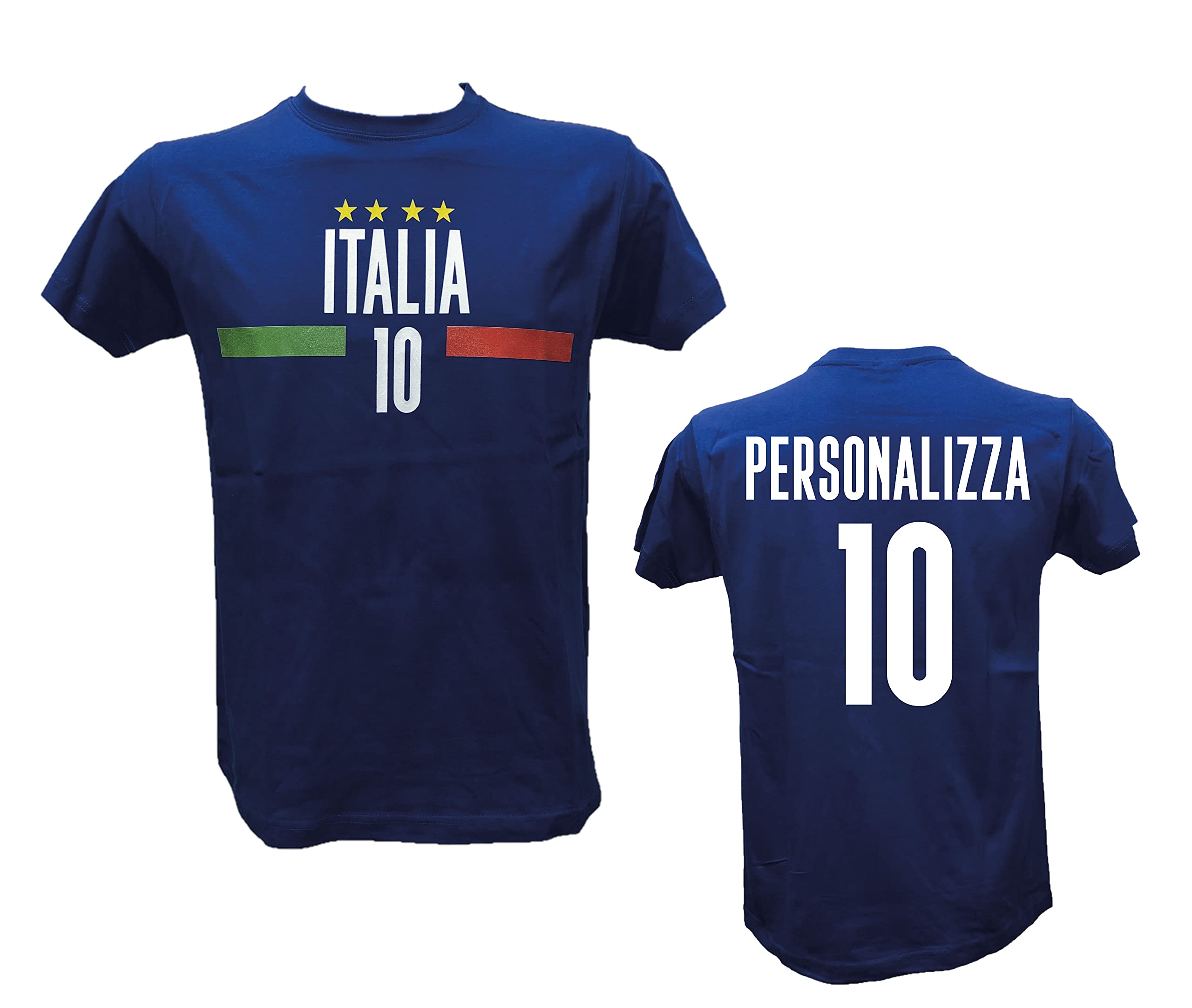 DND DI D'ANDOLFO CIRO T-Shirt da Bambino Maglia Blu Italia per Veri Tifosi Italiani, Stampata Direttamente su Tessuto. Personalizzata con Il Tuo Nome e Numero o del Tuo Giocatore Preferito