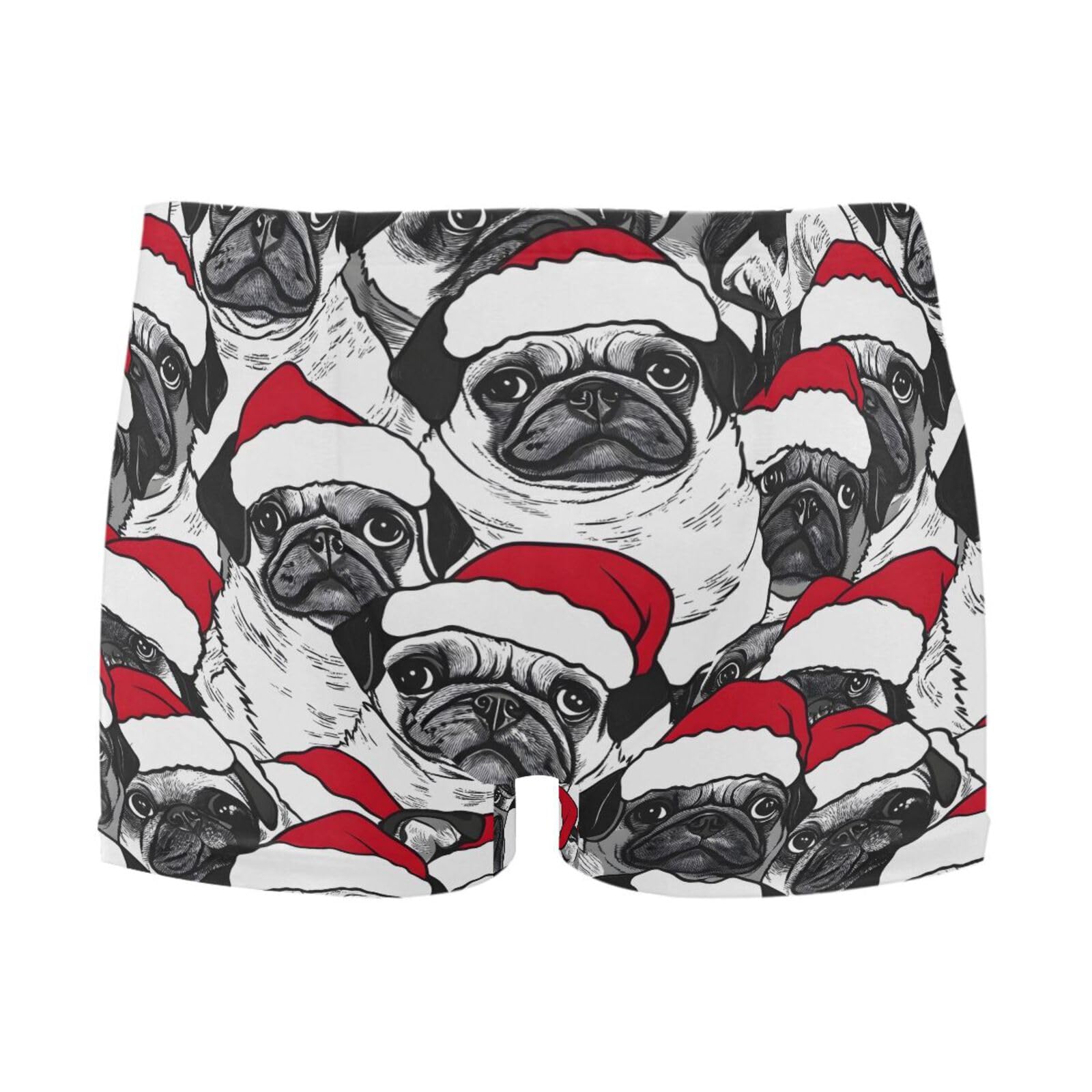 UMIRIKO Christmas Pug Dog Mens Swim Trunks Swimwear Bathing Suit Swim Brief Square Leg Board Short S-3XL 202b8082