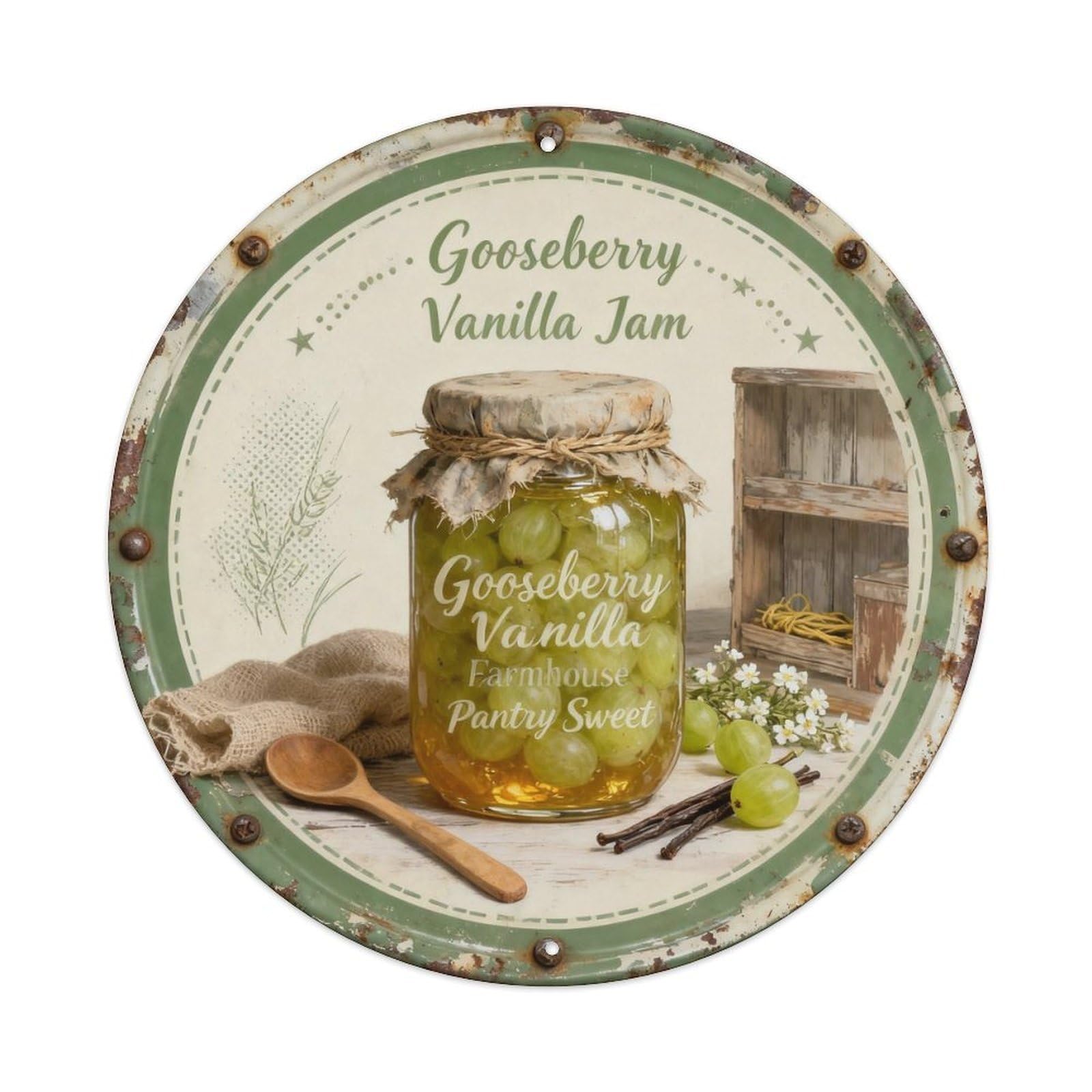 Gooseberry Vanilla Jam Metal Tin Sign Plaque