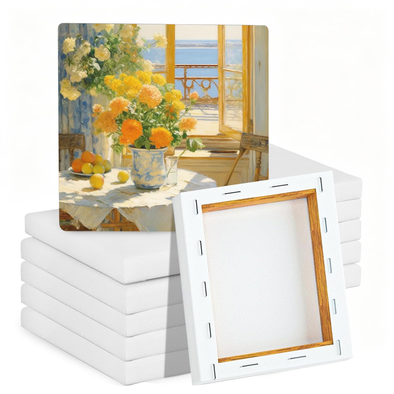 12 Packs Small Canvases for Painting, 15 x 15cm Mini Canvas Blank Canvases Canvas Panels for Art Professional Artist Hobby Painter and Beginner