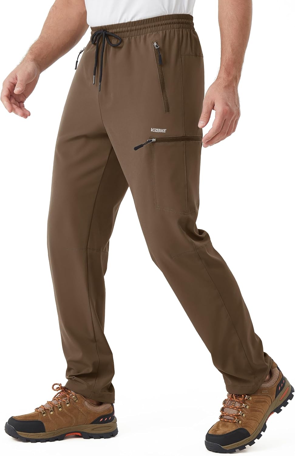 Mens Stretch Hiking Pants Cargo Quick Dry Lightweight Water Resistant Outdoor Fishing Pants Adjustable Bottom Pockets