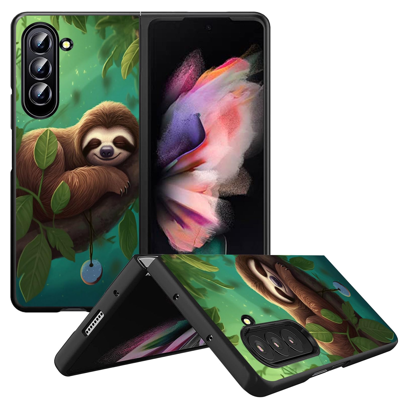 GFRGTFHYT for Samsung Galaxy Z Fold 6 Phone Case for Women Men Slim Lightweight Shell Hard PC Flip Cover with Cute Sloth Design Shockproof Protective