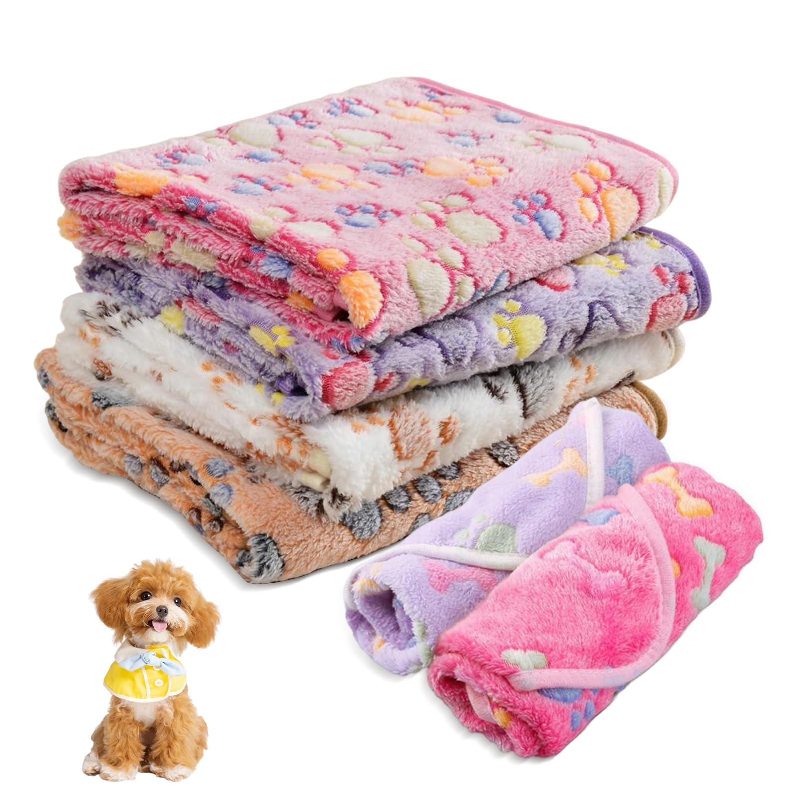 Pet Blanket, 6 Pcs Guinea Pig Blankets, Reusable Guinea Pig Fleece Cage Liner Bedding, Washable Small Cat Blankets, Sleep Mat Pad Cover Pet Pee Pad for Hamster Chinchilla Puppy Kittens Ferret(60x40cm)