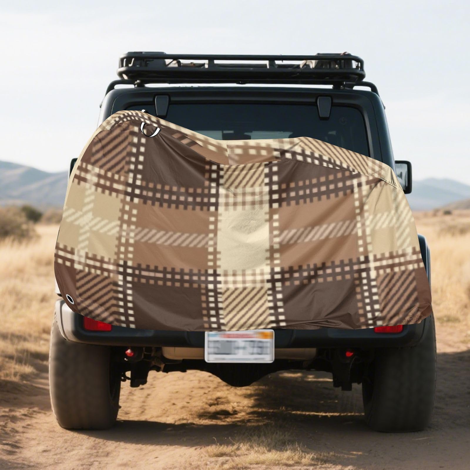 Housse de vélo d'extérieur imperméable à motif tartan marron