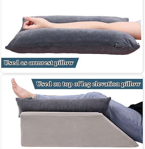 Miniatura 8 de TANYOO Almohada de elevación de brazo rellena de espuma viscoelástica triturada, almohada de elevación estabilizadora para hinchazón y circulación