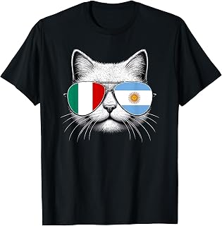 Italian Argentinian Flag Funny Cat Italy Argentina T-Shirt