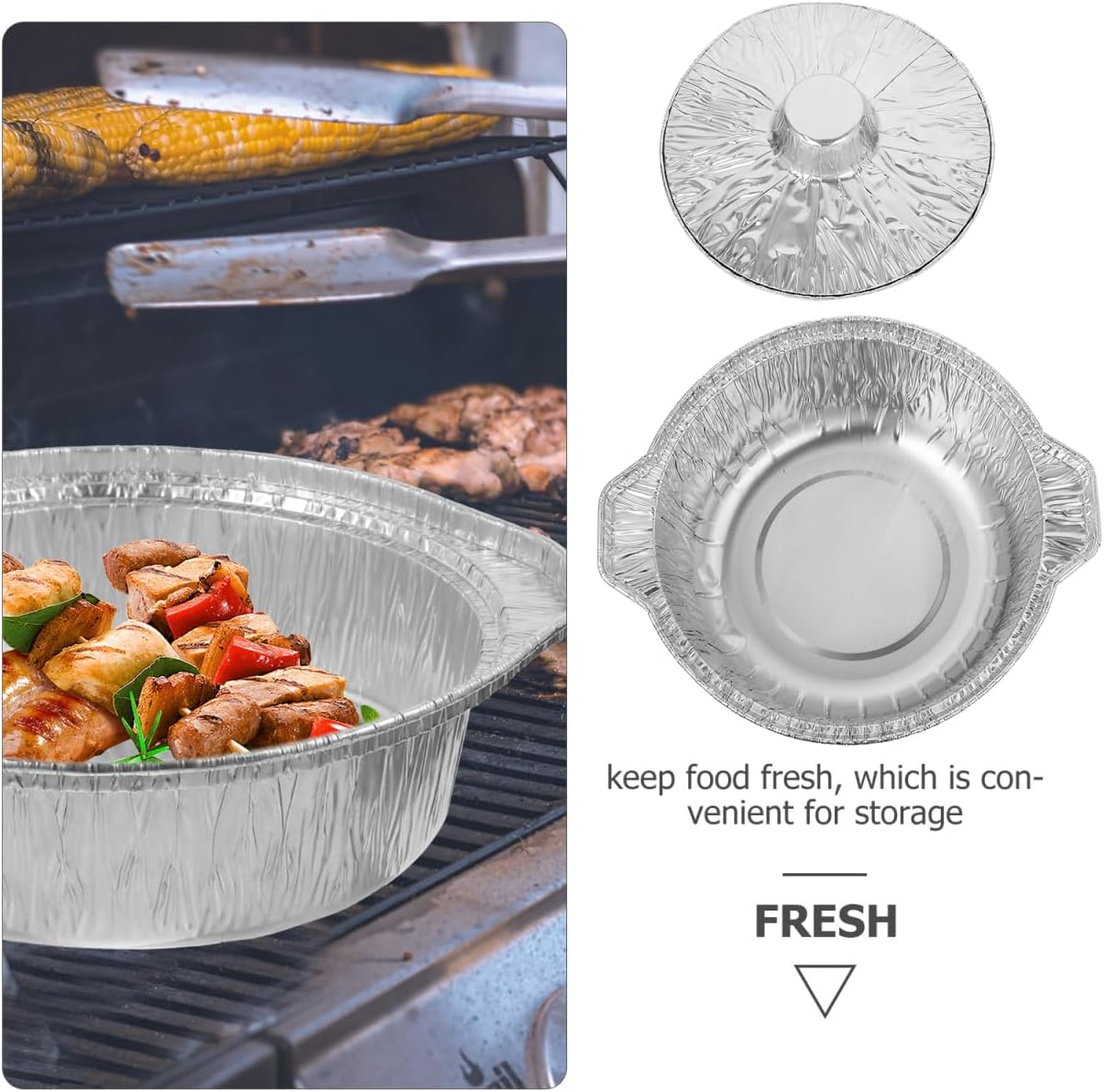 COHEALI Disposable Aluminum Foil Pots with Lids Large Capacity BBQ Food Storage Pans for Roasting Meat Fish Cheese Rice Microwave Oven Air Fryer Safe 10.03X8.66X3.74 Inch