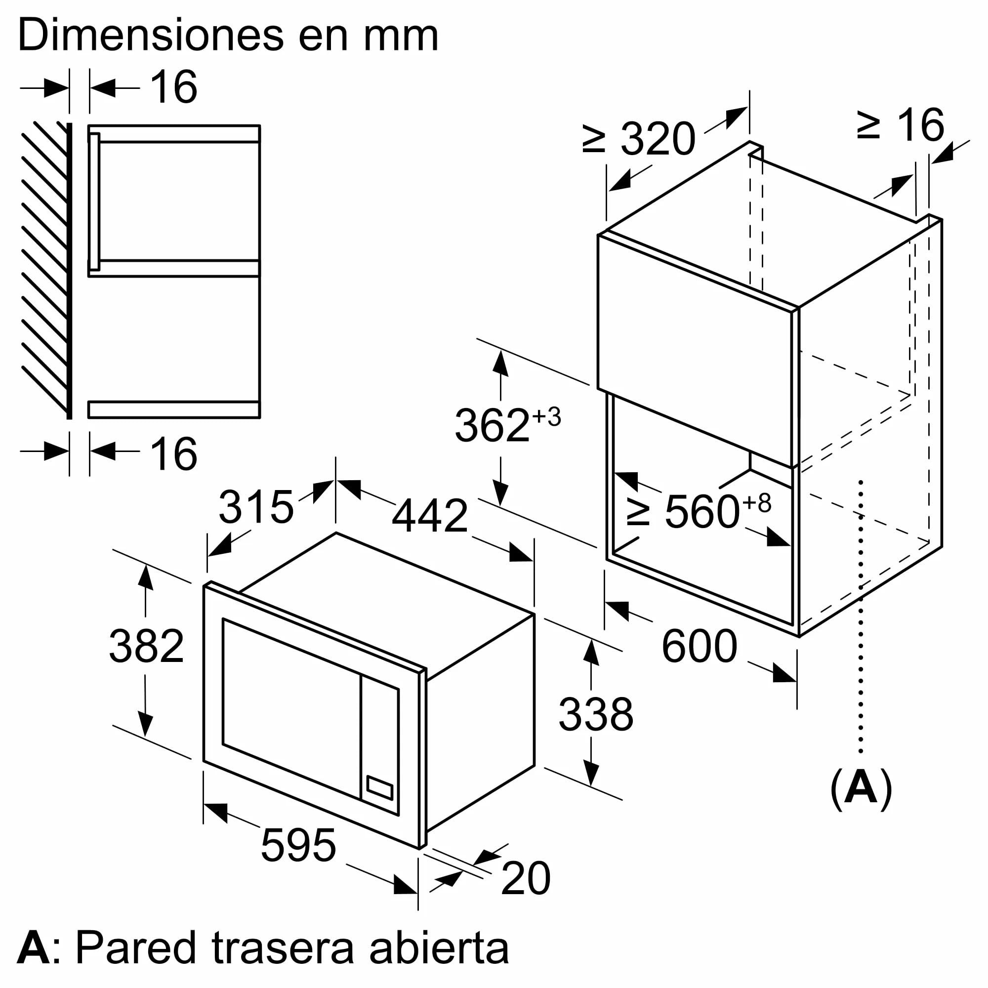 BALAY - Microondas Integrable, 20 litros, con Marco, Grill, Iluminación LED, Asistente de Limpieza Aqualisis, Negro y Acero Inoxidable, 3CG6112X3