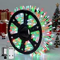 Vista 27 de JMEXSUSS Guirnalda de 600 luces LED que cambian de color enchufable, luces de Navidad blancas cálidas y multicolor de 168 pies con control remoto