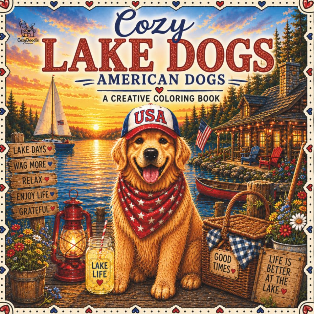 Cozy Lake Dogs: 40 Easy and Relaxing Coloring Pages Featuring Adorable Dogs Enjoying Cozy Lake Life Adventures (Cozy American Dogs™)