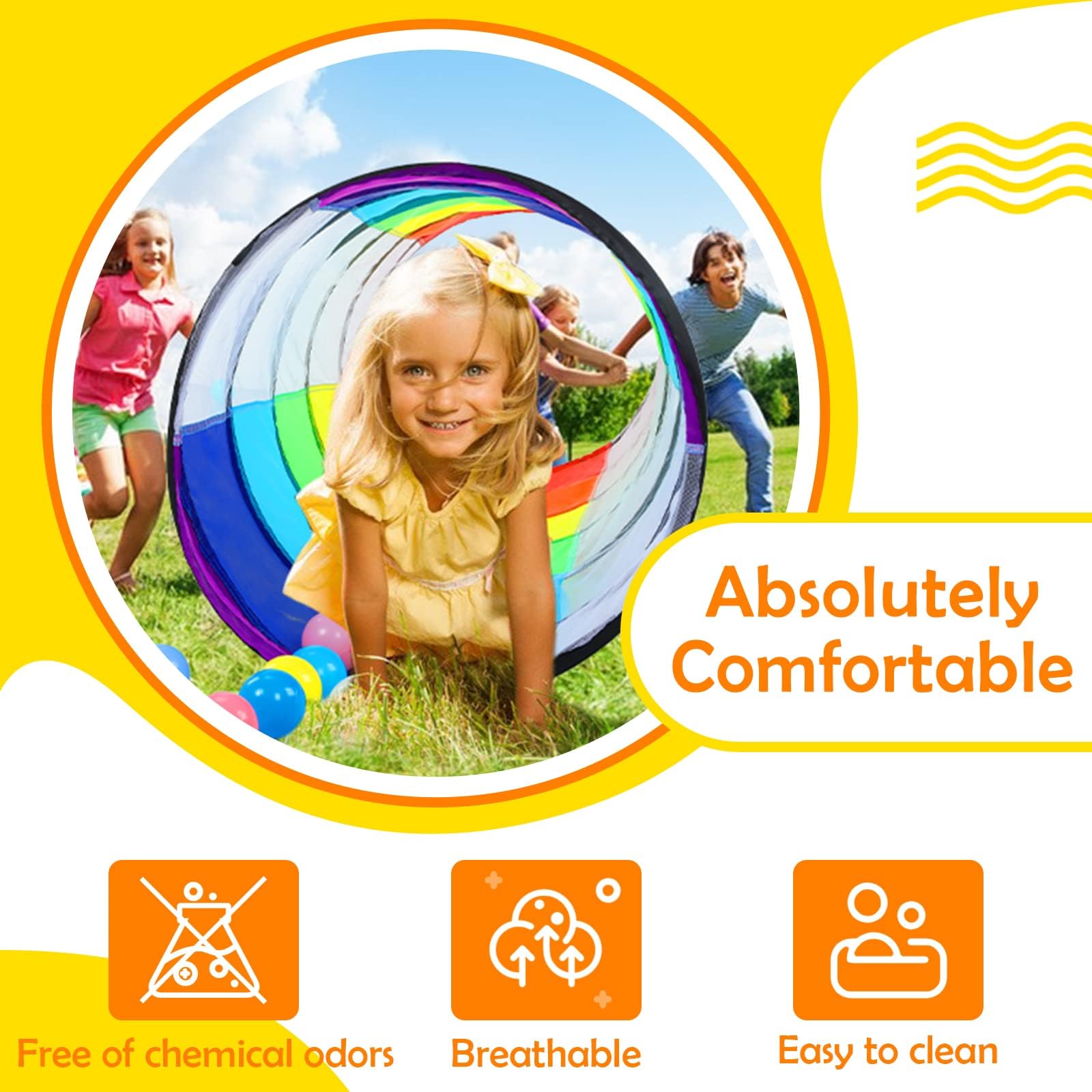Kids Play Tunnel for Toddlers 6 Foot Pop Up Crawl Through Tunnel Play Tent for Baby Infant Children or Dog with 2 Mesh Sides - Image 3