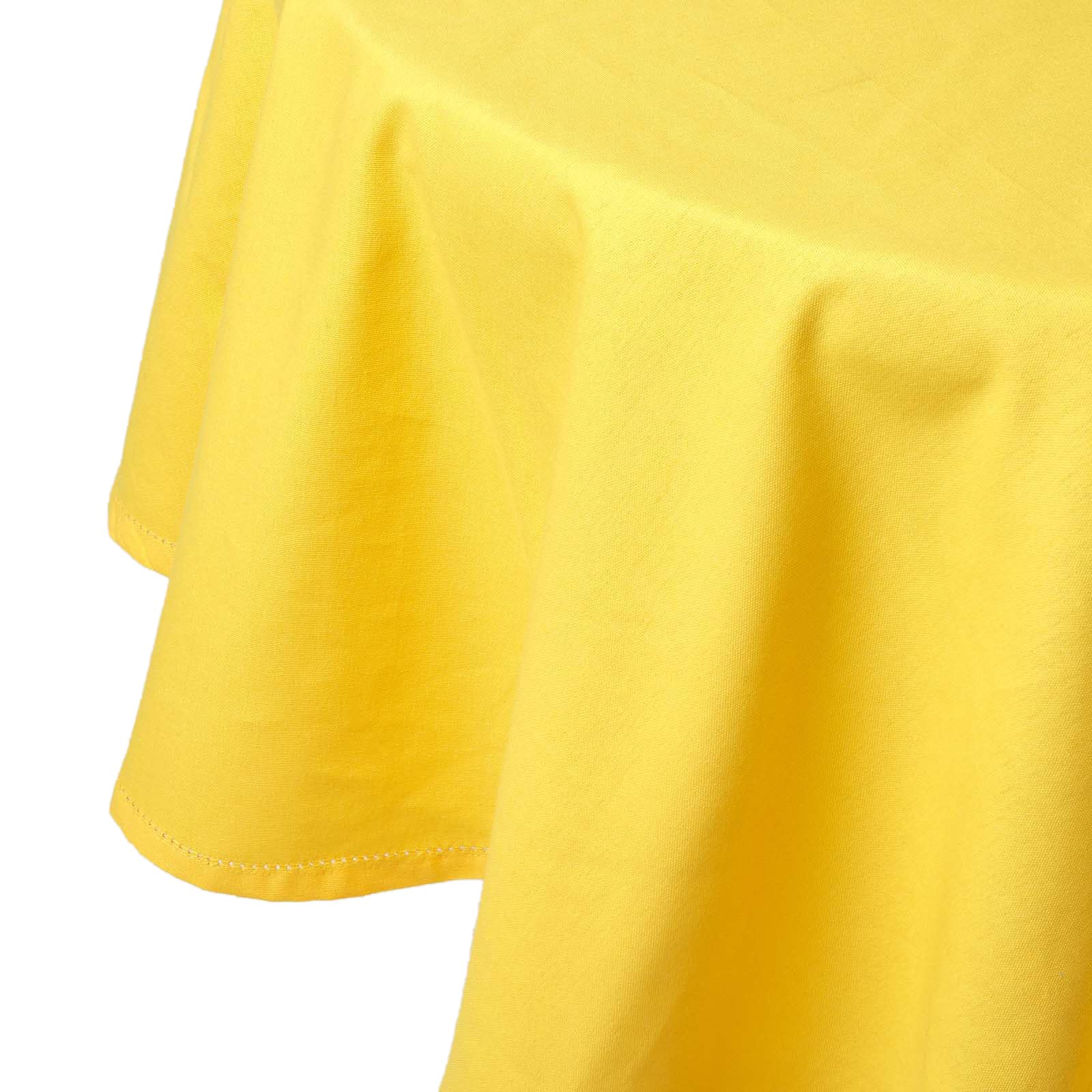 Homescapes Yellow Table Cloth, Plain Cotton Round Tablecloth, Handcrafted & Durable Dining Table Cover With Hem Stitch, Hypoallergenic, Washable, 178Cm