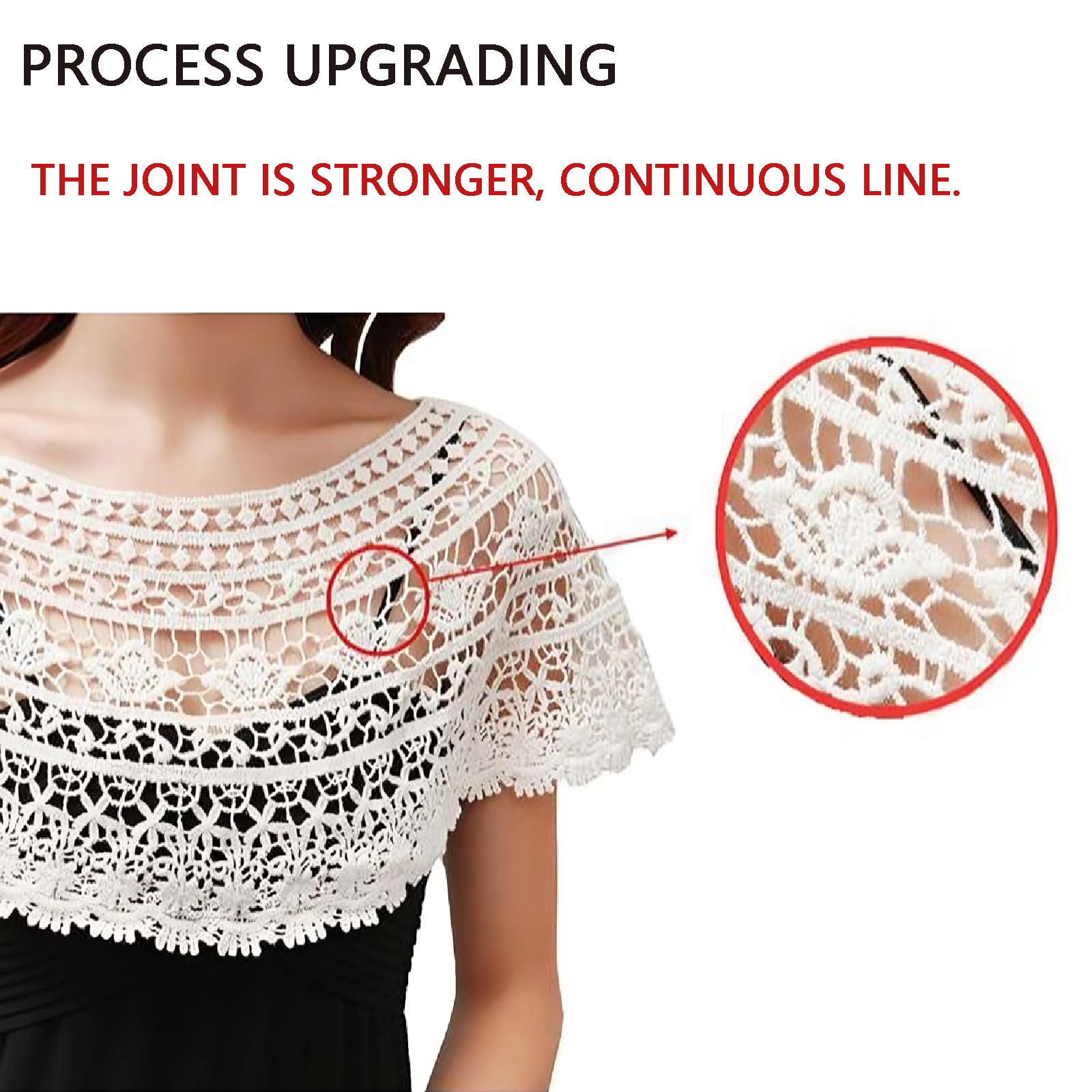 Gozaqe Lace Shrugs for Women Stylish Cape Poncho for Women,Shrug Top for Woman,Floral Pattern Loose Knit Cover Up Wraps for Evening Dress,Off-Shoulder,Beachwear(S SIZE) - Image 5 thumbnail