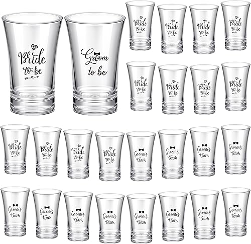 Juego de 26 vasos de acrílico transparente para fiesta 12 onzas recuerdos de boda vasos de chupito para invitados despedida de soltera vasos de