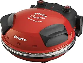 Ariete 909, Forno de Pizza Elétrico com Pedra Refratária antiadrente - Pizza em 4 minutos - Temperatura máxima 400° - 1200 Wats - Timer 30' - Vermelho - 220V