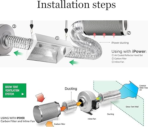 Miniatura 4 de Manguera de ventilación de secadora flexible de 8 pulgadas, conductos de aluminio de 25 pies de largo con 2 abrazaderas de conducto, protección de