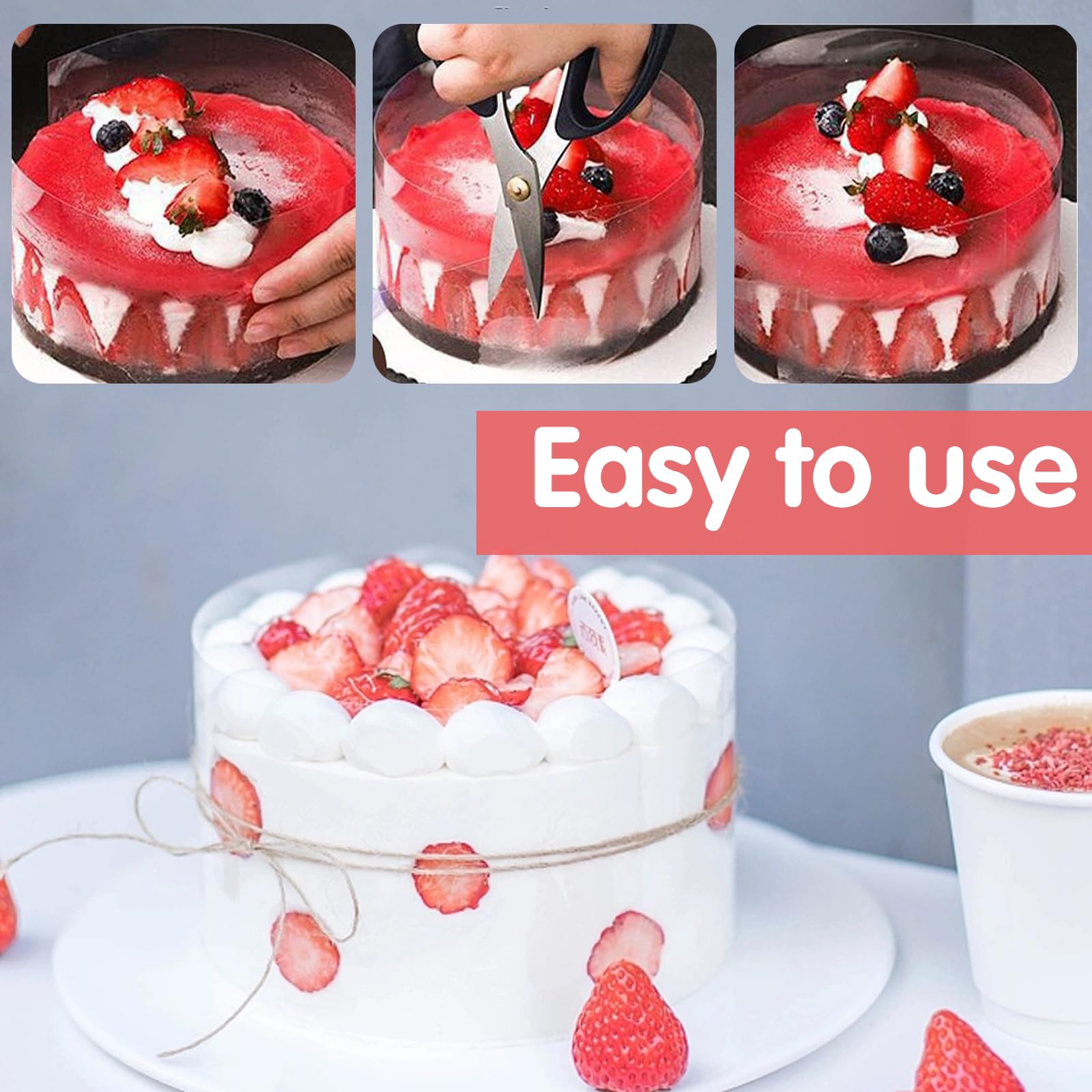 1 Rotolo Di Pellicola Trasparente Per Torta In Mousse, Collari Per