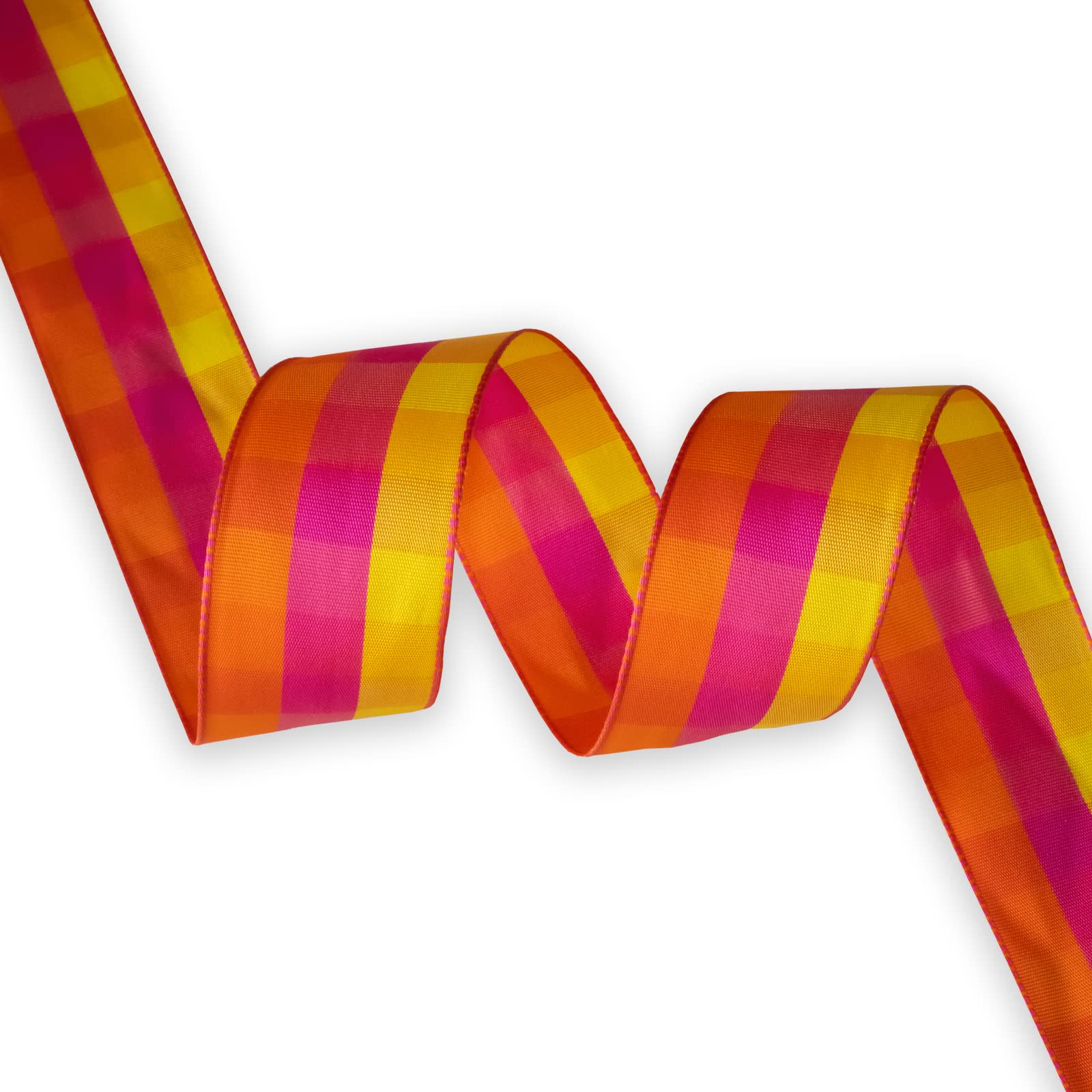 Amazon.com: KLTRIBBON Wired Plaid Ribbon Orange Pink Yellow