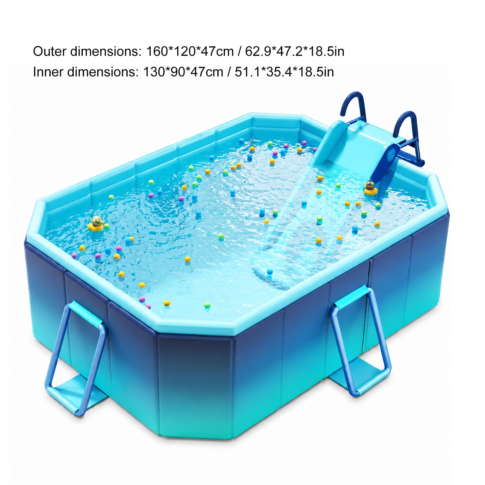 Gran Piscina Desmontable Rectangular con Tobogán Familiar