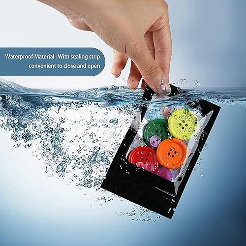 Miniatura 3 de 100 bolsas a prueba de olores, bolsas holográficas de almacenamiento con ventana transparente para almacenamiento de alimentos (color negro, 4.1 x 6