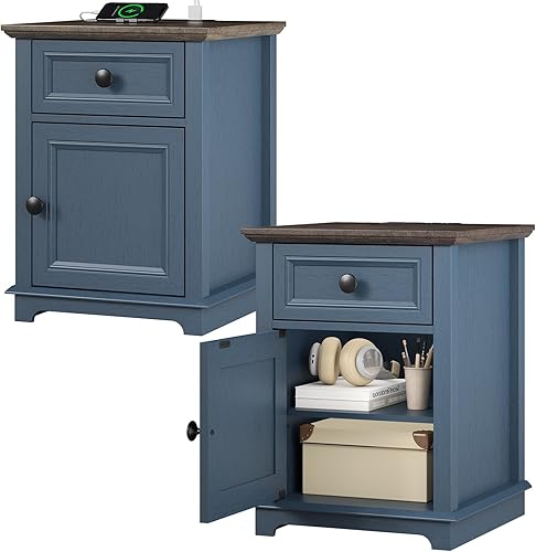 Vista 13 de Mesas auxiliares con juegos de carga rápida, mesas auxiliares con cajones, mesas auxiliares de almacenamiento, sala de estar, estante ajustable