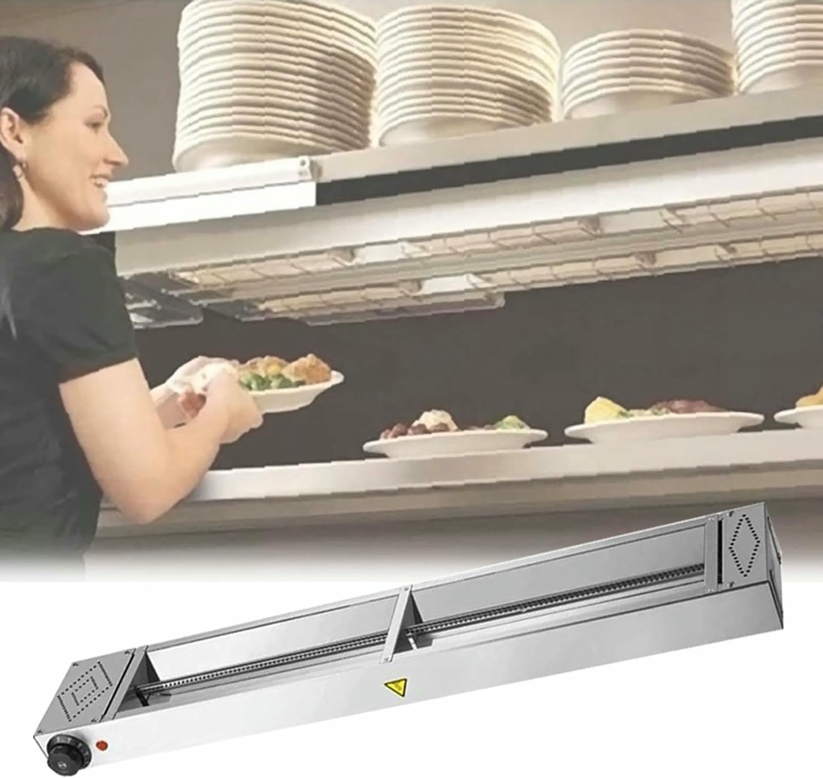 Lámpara for calentar alimentos profesional, lámpara for calentar alimentos colgante, calentador de bufé for calentar bistec, pollo frito, pizza, temperatura constante de 30-85 ℃, tubo de calentamiento
