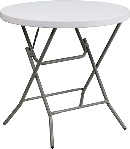 Miniatura 1 de Flash Furniture Elon Mesa plegable redonda de plástico blanco granito de 2.63 pies, color blanco