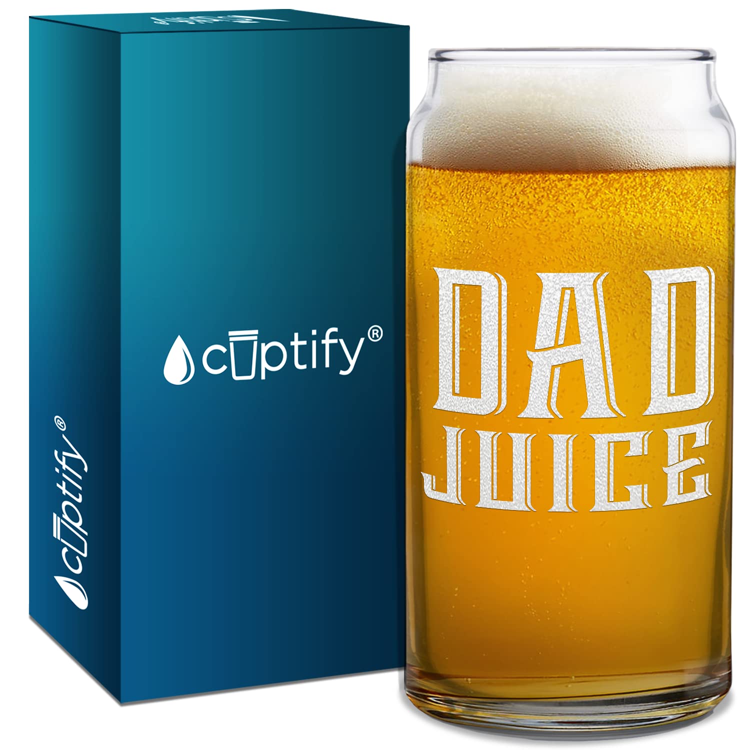 Cuptify Dad Juice Etched 20 oz Engraved Beer Can Glass Birthday Gift for Men, Fathers Day, Dad, Husband, Grandpa or Best Friend