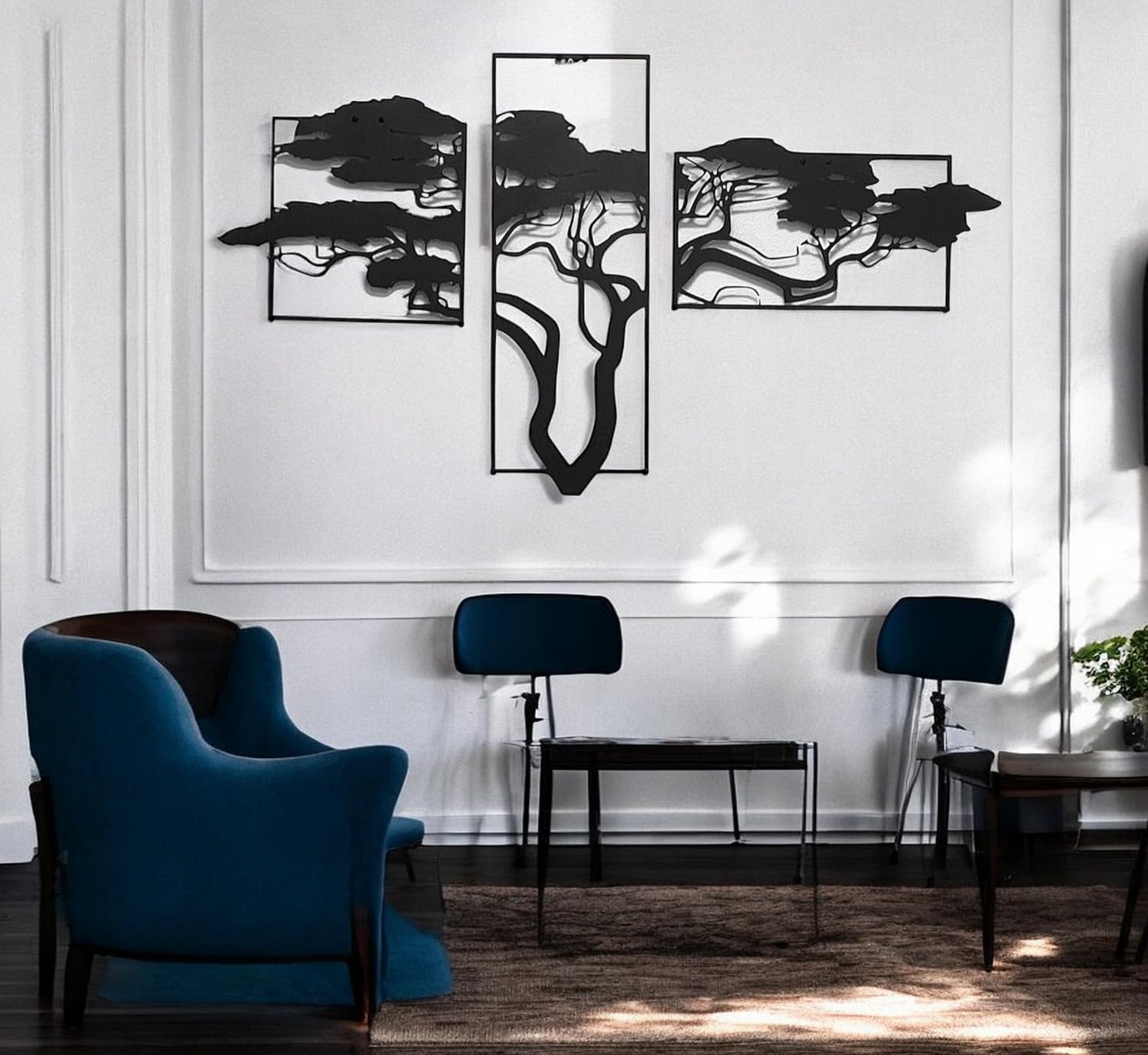 Tubibu Décoration murale de l'arbre de vie, tableau mural en métal noir, décoration murale moderne pour la maison, autocollant mural, images pour la maison, le bureau, la chambre à coucher, le salon