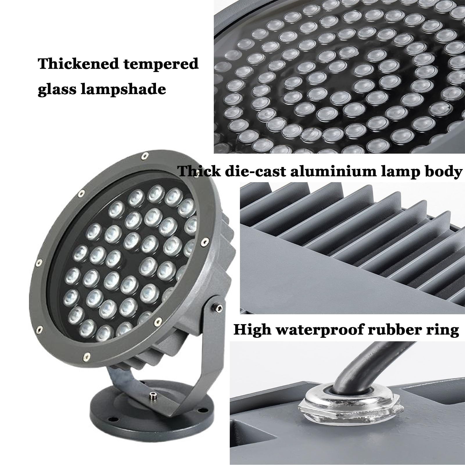 reflektor, Oświetlenie robocze LED zewnętrzne IP66 wodoodporne, bezpieczne, do ogrodów, trawników, dziedzińców i placów(White Light,6W-A)