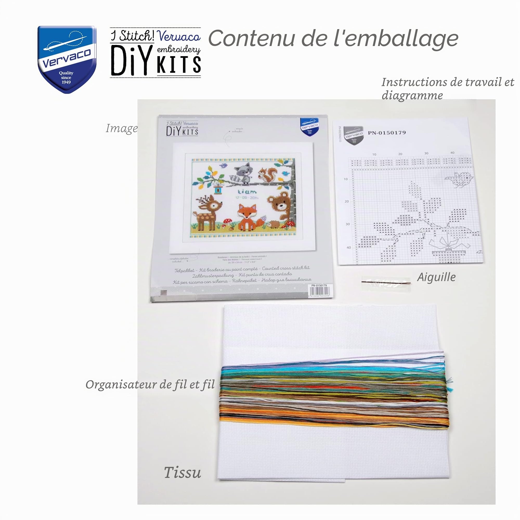 Vervaco Point De Croix Compté Kit Tableau Complet Set ANIMAUX DE LA FORÊT De Broderie Loisir Créatif Maison Decoration Cadeau DIY ca. 28 x 24 cm Counted Cross Stitch Embroidery