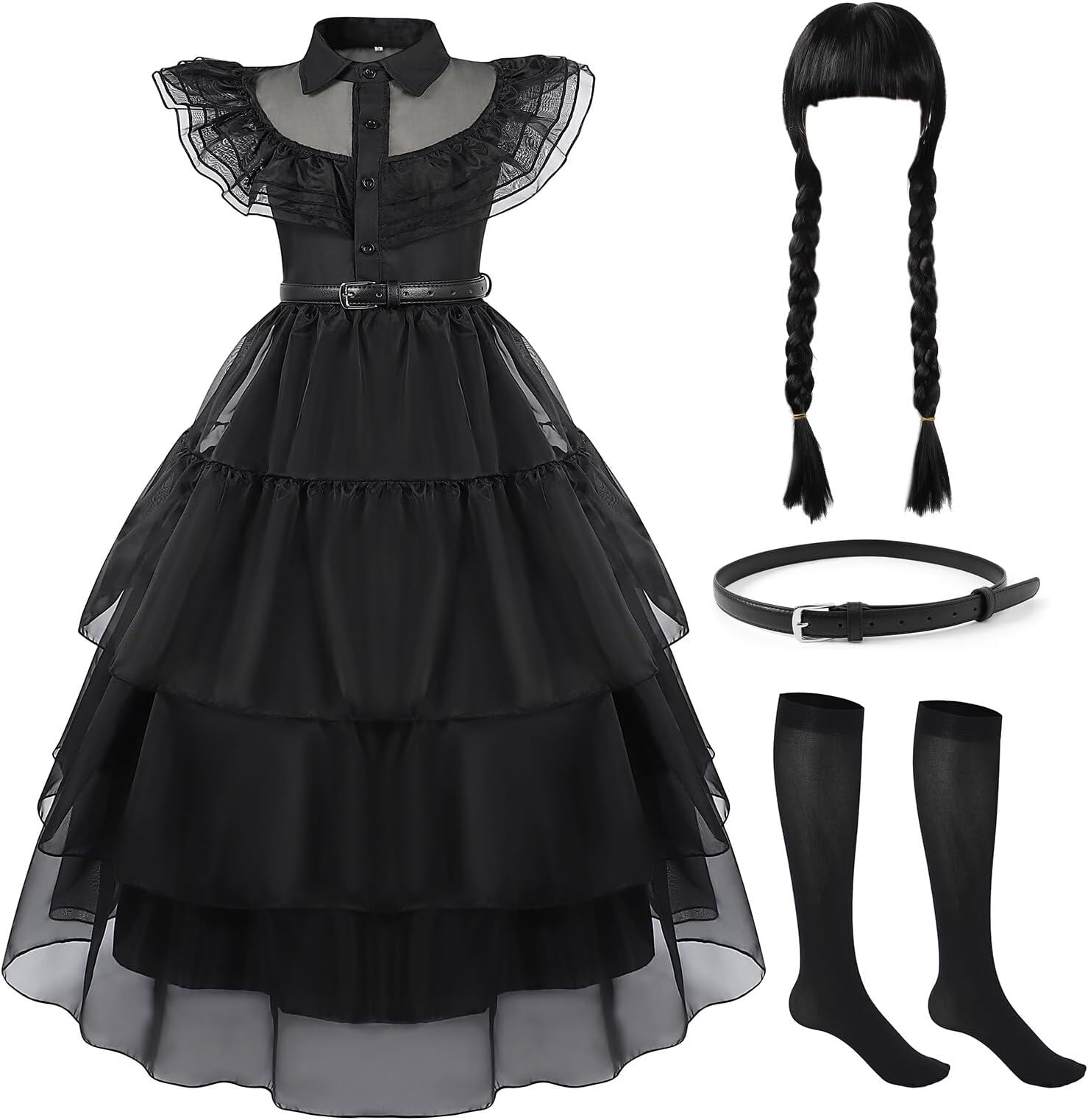 Dress for Girls Black Dress World Book Day Costumes for Girls Princess Black Costume Kids Halloween Fancy Dress up