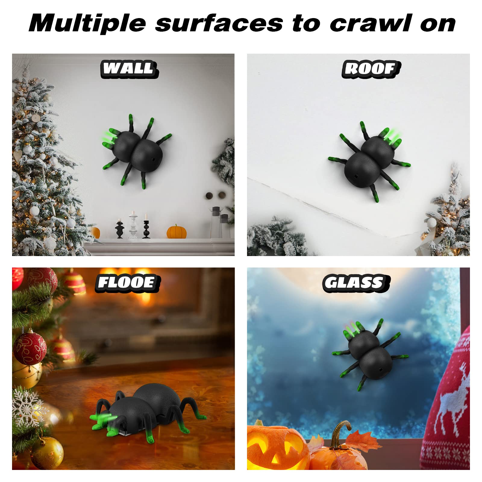 OBEST Ferngesteuerte Spinne Spielzeug mit Wandkletterfunktion, Wand und Boden Dual-Mode Halloween Spinnen mit 360°Rotation, Streich Spielzeug für Mädchen Jungen Party Halloween Weihnachten, Geschenk