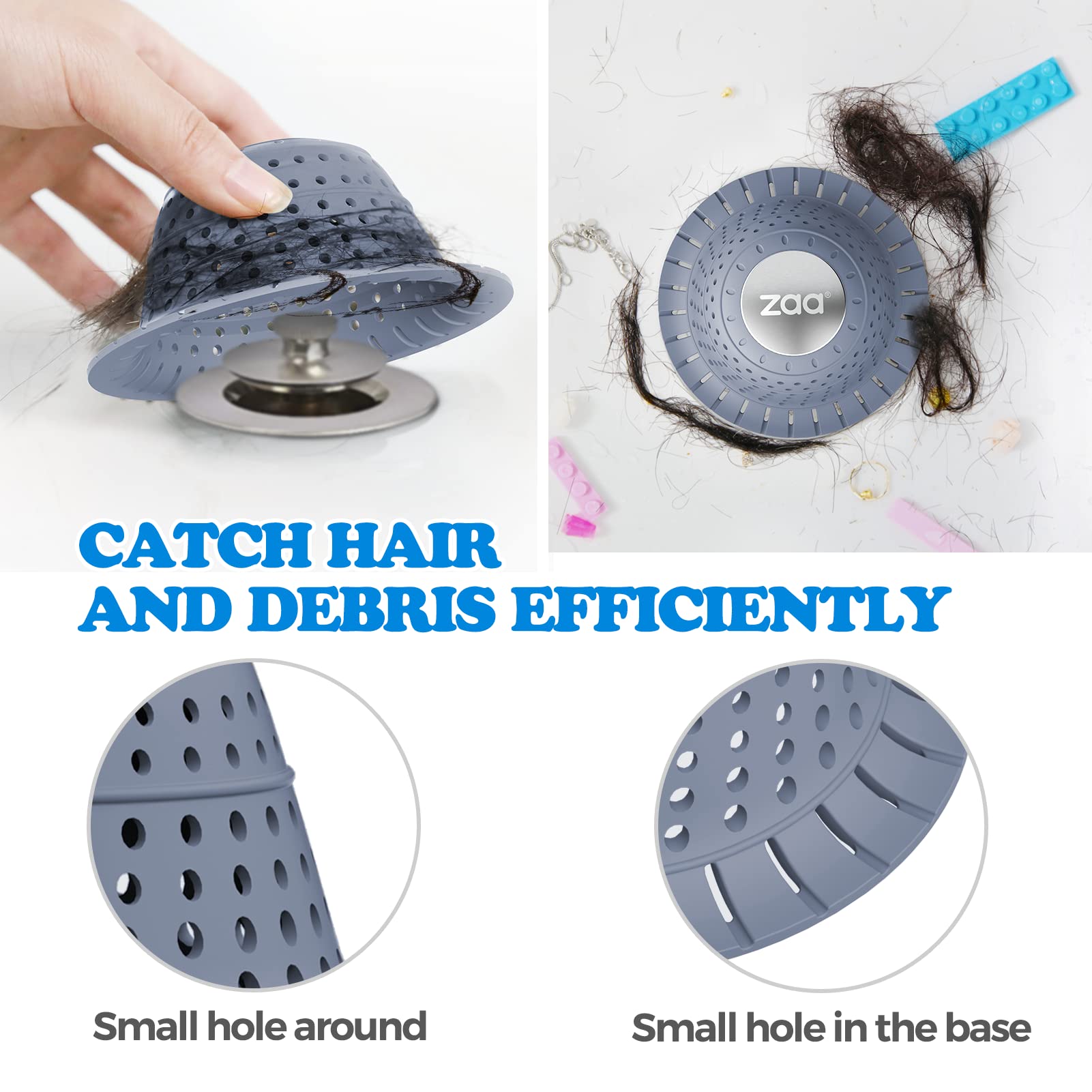 Snapklik.com : Zaa Bathtub Drain Hair Catcher, 2 Pack Silicone