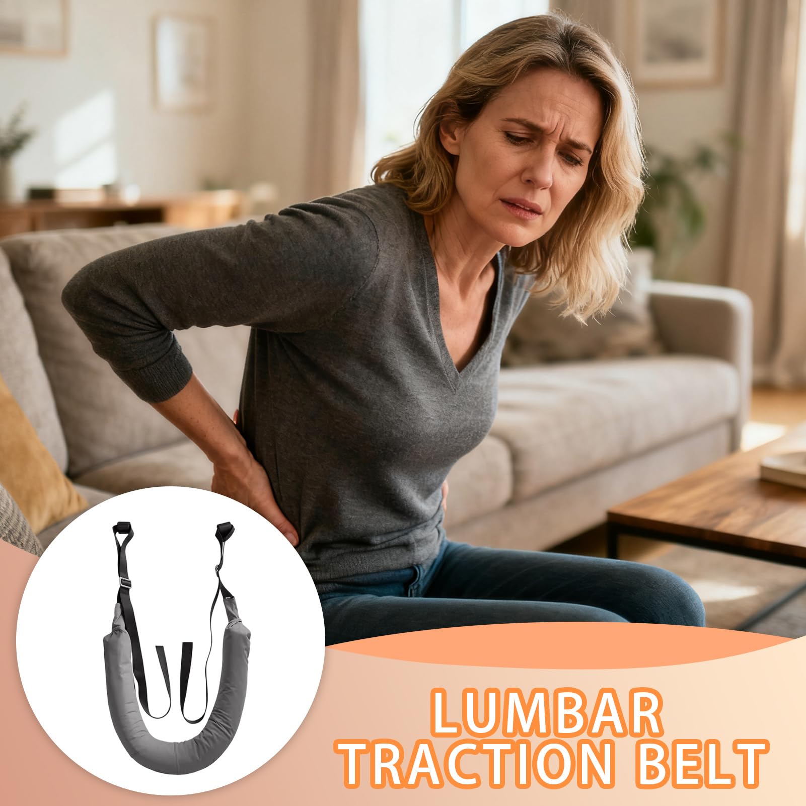 Dispositivo de fortalecimiento muscular, cinturón estirador lumbar multifuncional, cinturón de tracción lumbar portátil, equipo de estiramiento de espalda, para hombres, mujeres, jóvenes, adolescentes