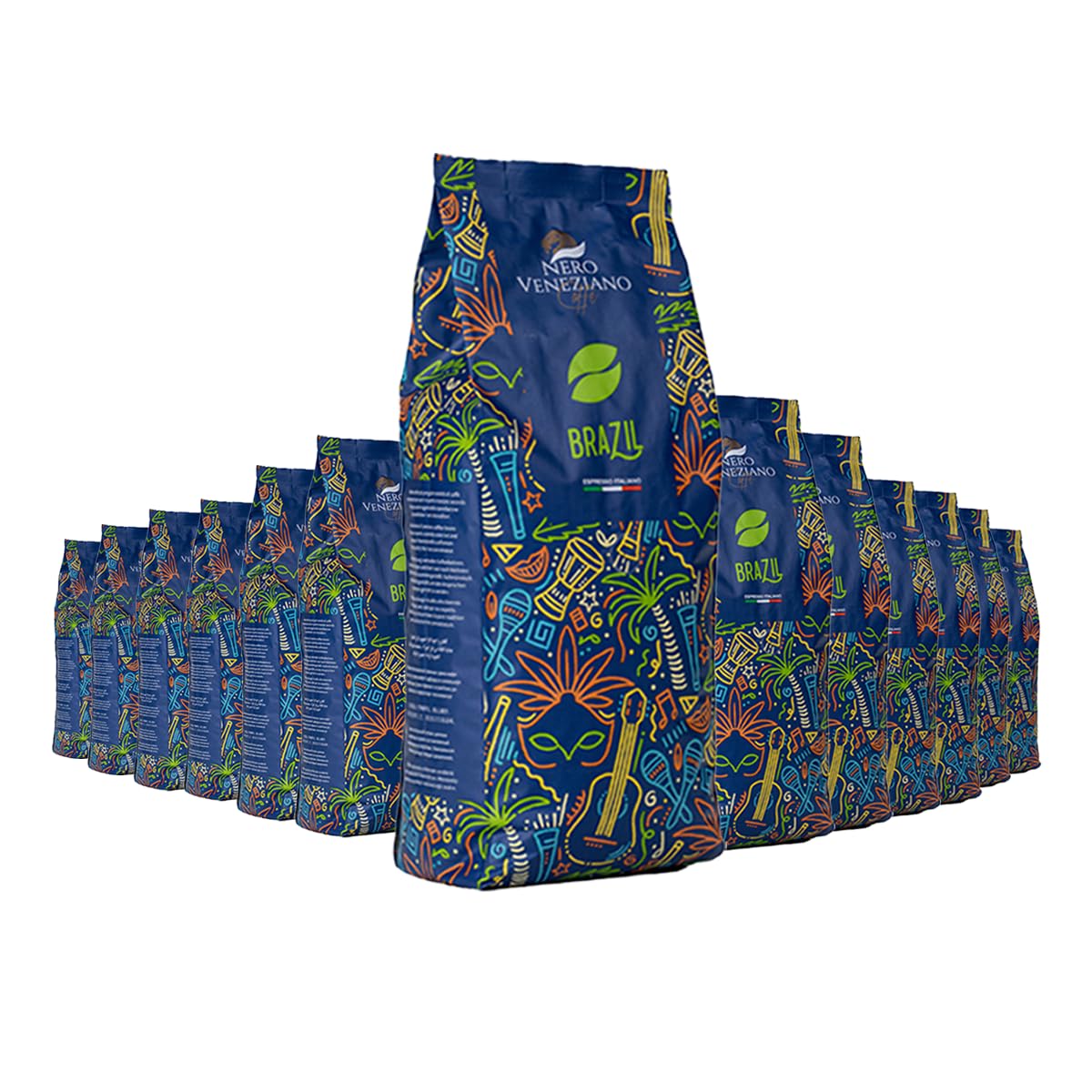 Nero Veneziano Brazil Caffè in Grani 13x1 kg 60% Arabica 40% Canephora, Tostatura Media, Note di Cioccolato e Nocciola, Bassa Acidità per Espresso e Automatiche