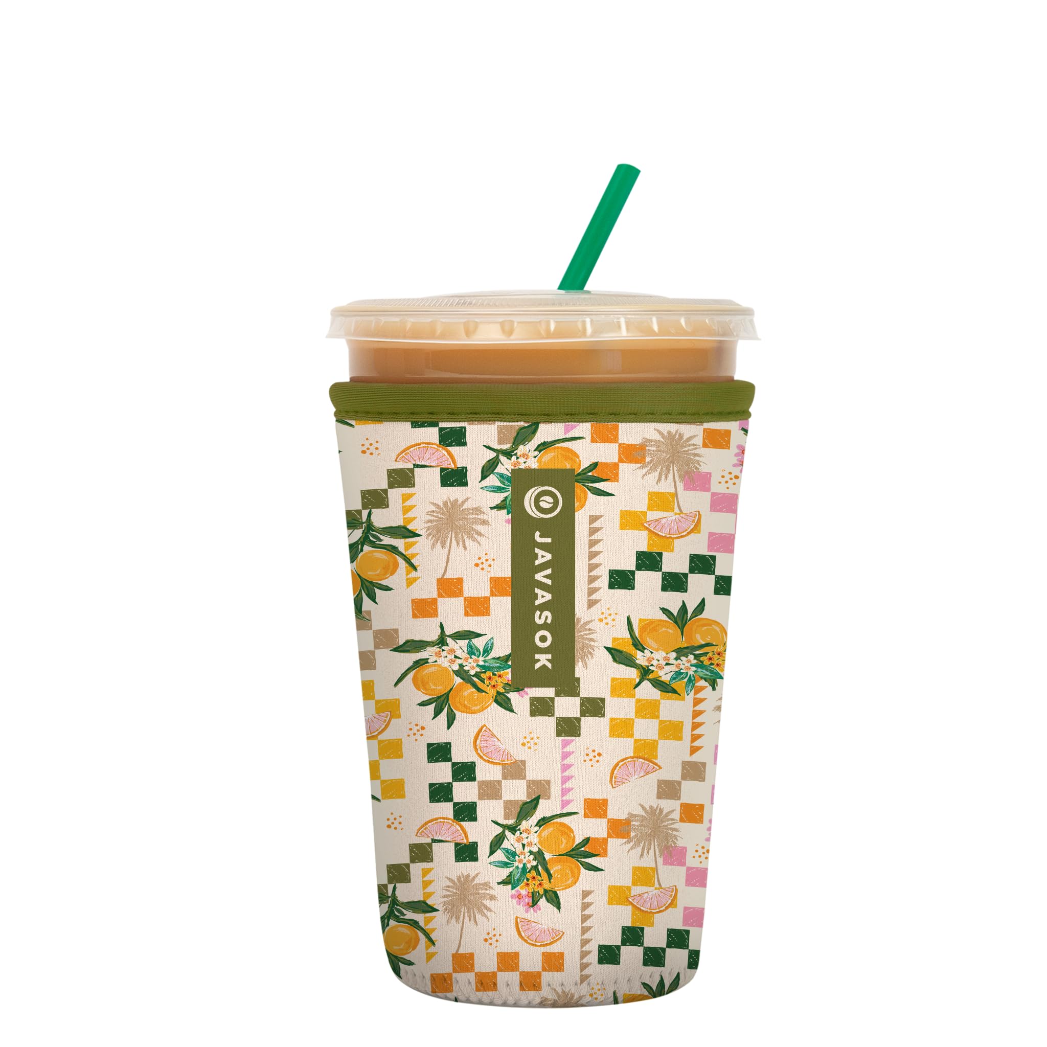 Sok It JavaSok Iced Coffee & Cold Soda Insulated Neoprene Cup Sleeve (Citrus Delight, Medium: 22-28oz)