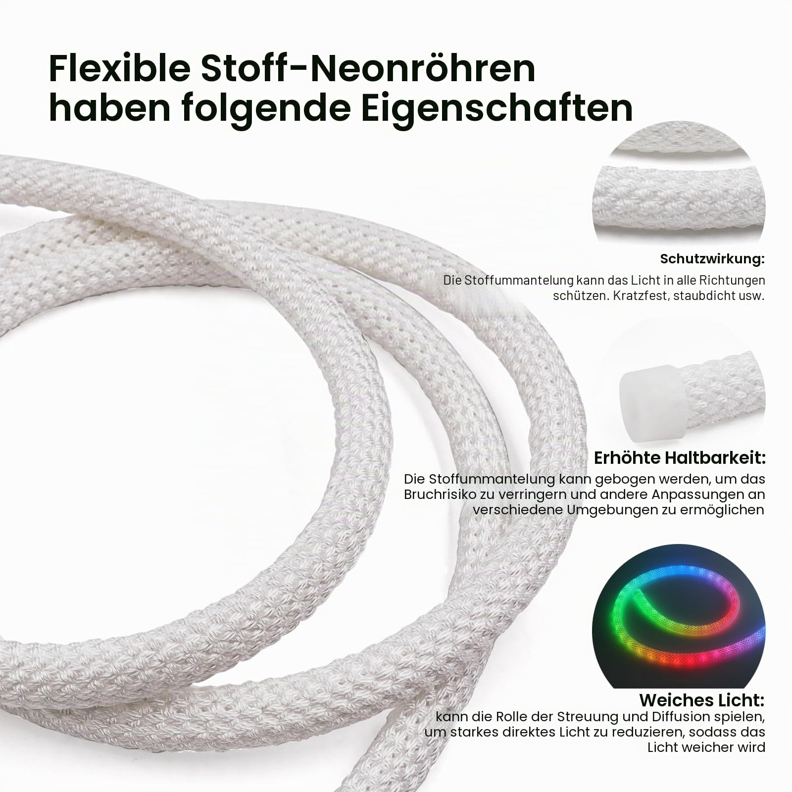5V WiFi RGB Neon LED Streifen, 360° illumination WS2812B Adressierbare Wasserdicht Diffusion Silikon Neon Flex LED Schlauch, Smart Phone Gesteuert, Kompatibel mit Alexa Google Assistant (4M)