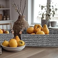 Vista 3 de Cesta de almacenamiento pequeña de mimbre con asa, cestas decorativas para organizar, recipiente de almacenamiento decorativo para encimera, cesta