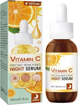 Vitamin C Serum For Face - Anti-Dark Spots & Brightening Serum - Vitamin C Freckle Removing Night Serum with Hyaluronic Acid & Lemon Extract - Vitamin C Serum For Dull, Tired