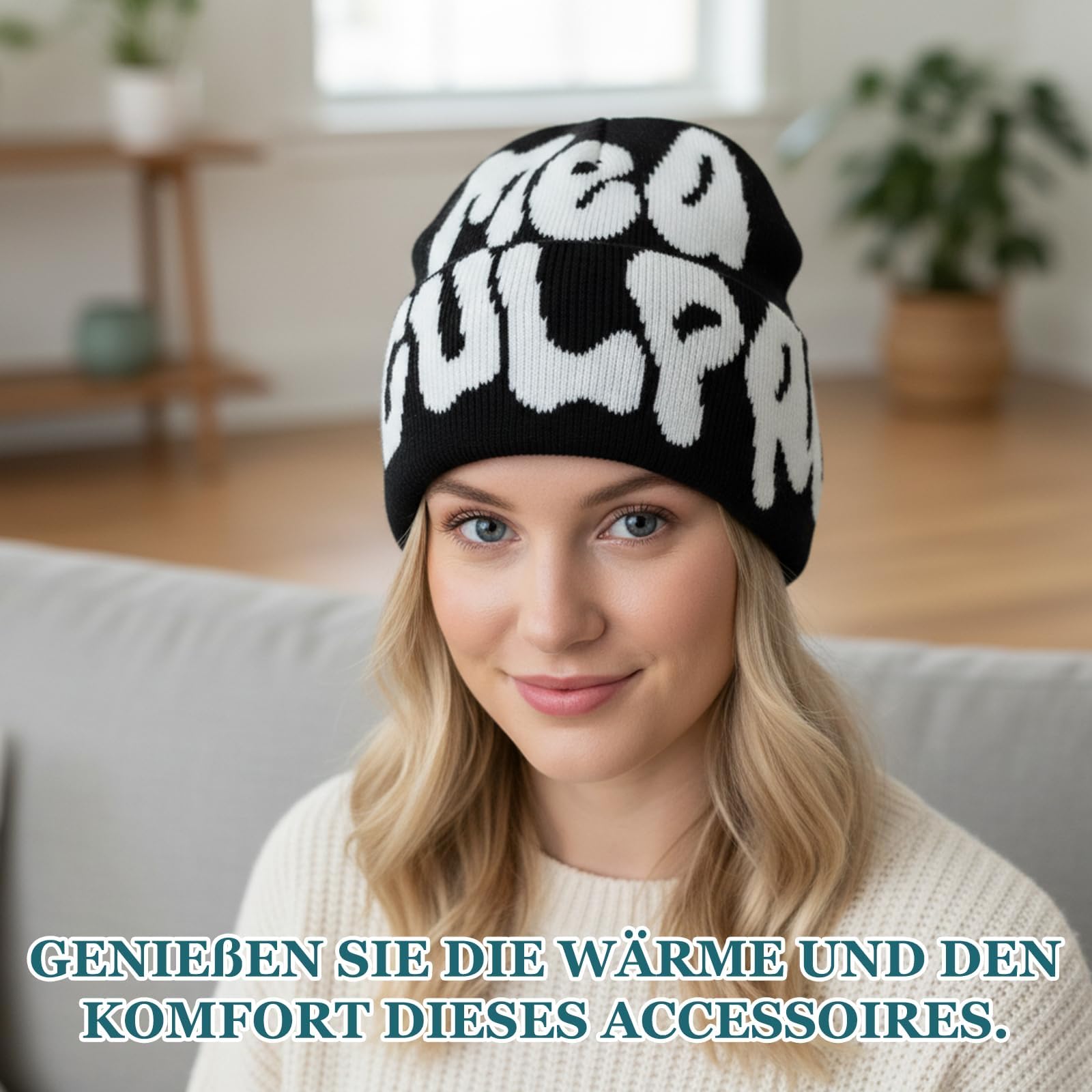 2 pezzi Y2K Beanie, berretto alla moda, MEA Culpa, berretto caldo per attività all'aperto e streetwear, accessorio streetwear, nero e grigio