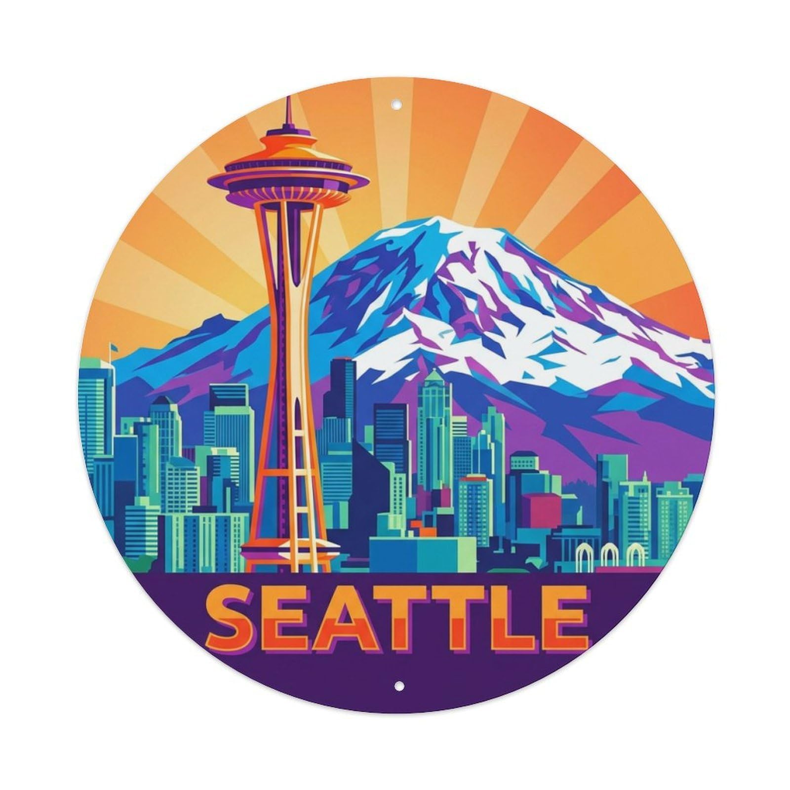 Retro Travel USA Seattle Metal Tin Sign