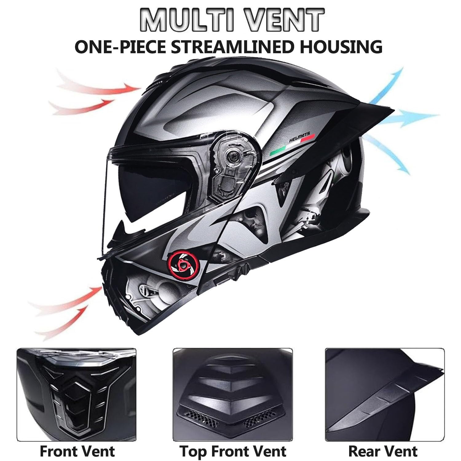 Integrierter Motorrad Klapphelm DOTECE Zertifiziert Modularer Integralhelme Motorrad Schutzhelm Mit Doppelvisier Roller Helm Motocross Helm Für Männer Und Frauen